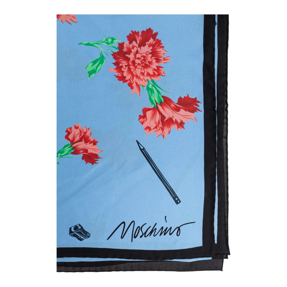 Moschino Zijden sjaal met bloemmotief Blue Dames