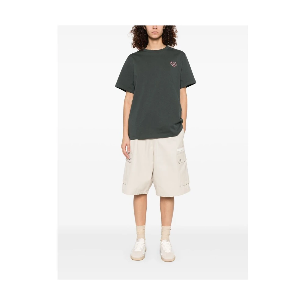 A.p.c. Geborduurd Logo Crew Neck T-shirt Gray Heren