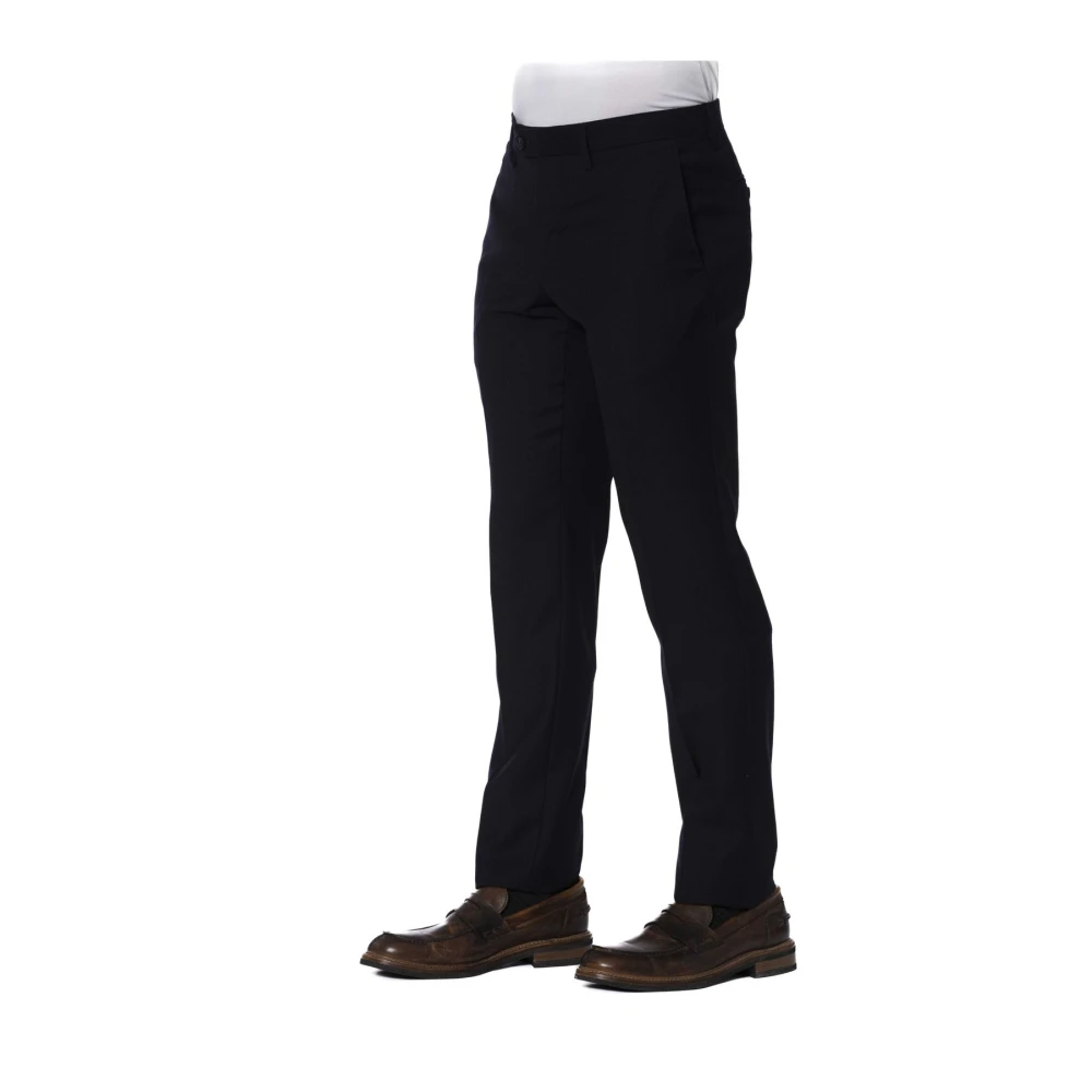 Trussardi Stijlvolle Broek met Knoop en Rits Blue Heren
