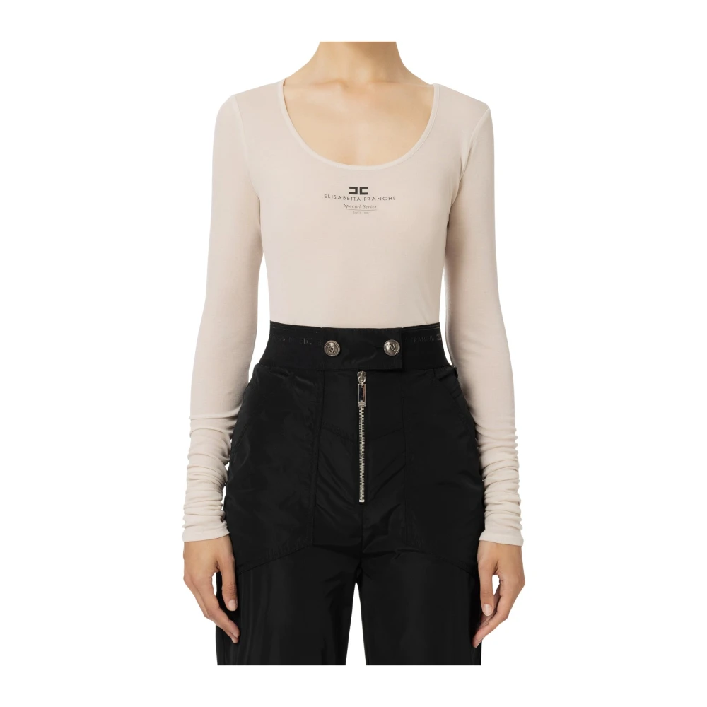 Elisabetta Franchi Stijlvolle Sweater Collectie Beige Dames