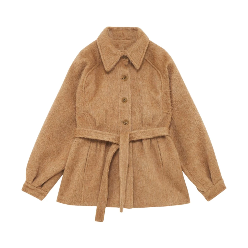 Ottod'Ame Luxe wollen jas met riem Brown Dames