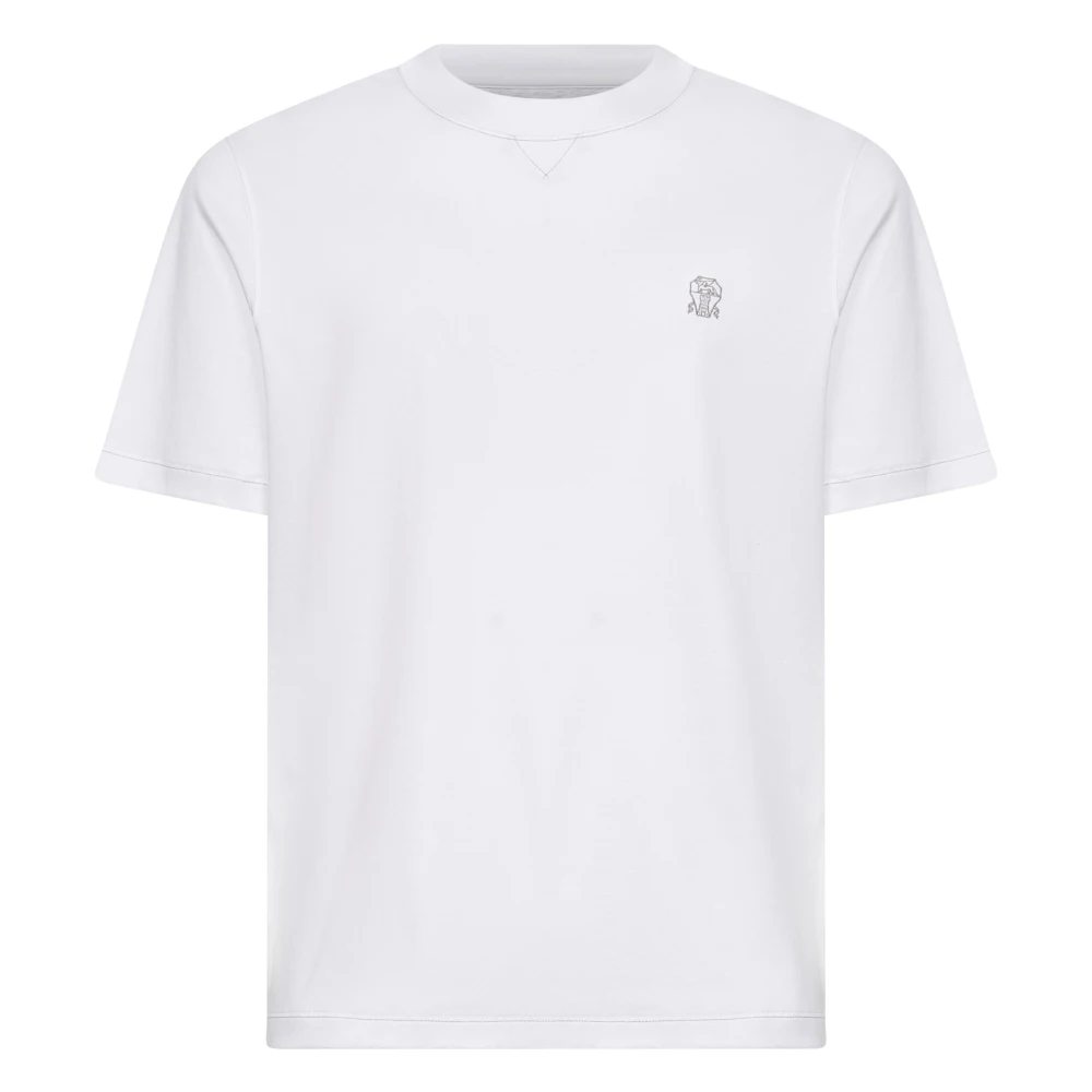 Brunello Cucinelli Men's White Solomeo Crest Crewneck T-Shirt - T-Shirts - 3XL - Tops
