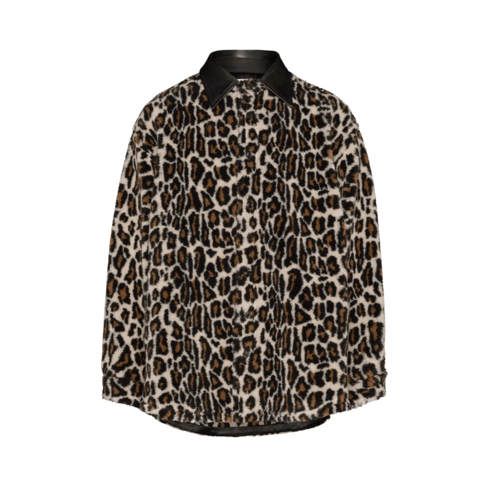 Maison Margiela Leopardprint Faux-Fur Shirt Brown Dames