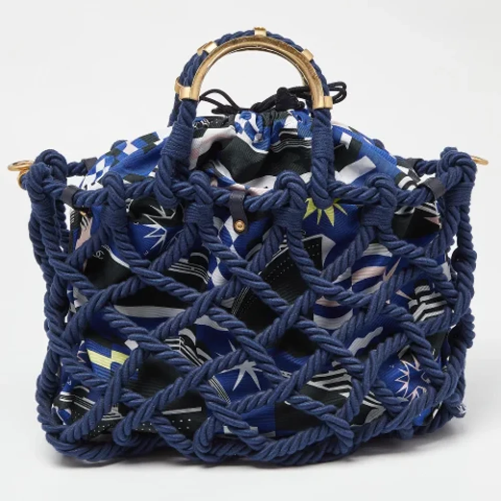 Chanel Vintage Pre-owned Cotton totes Blue Dames