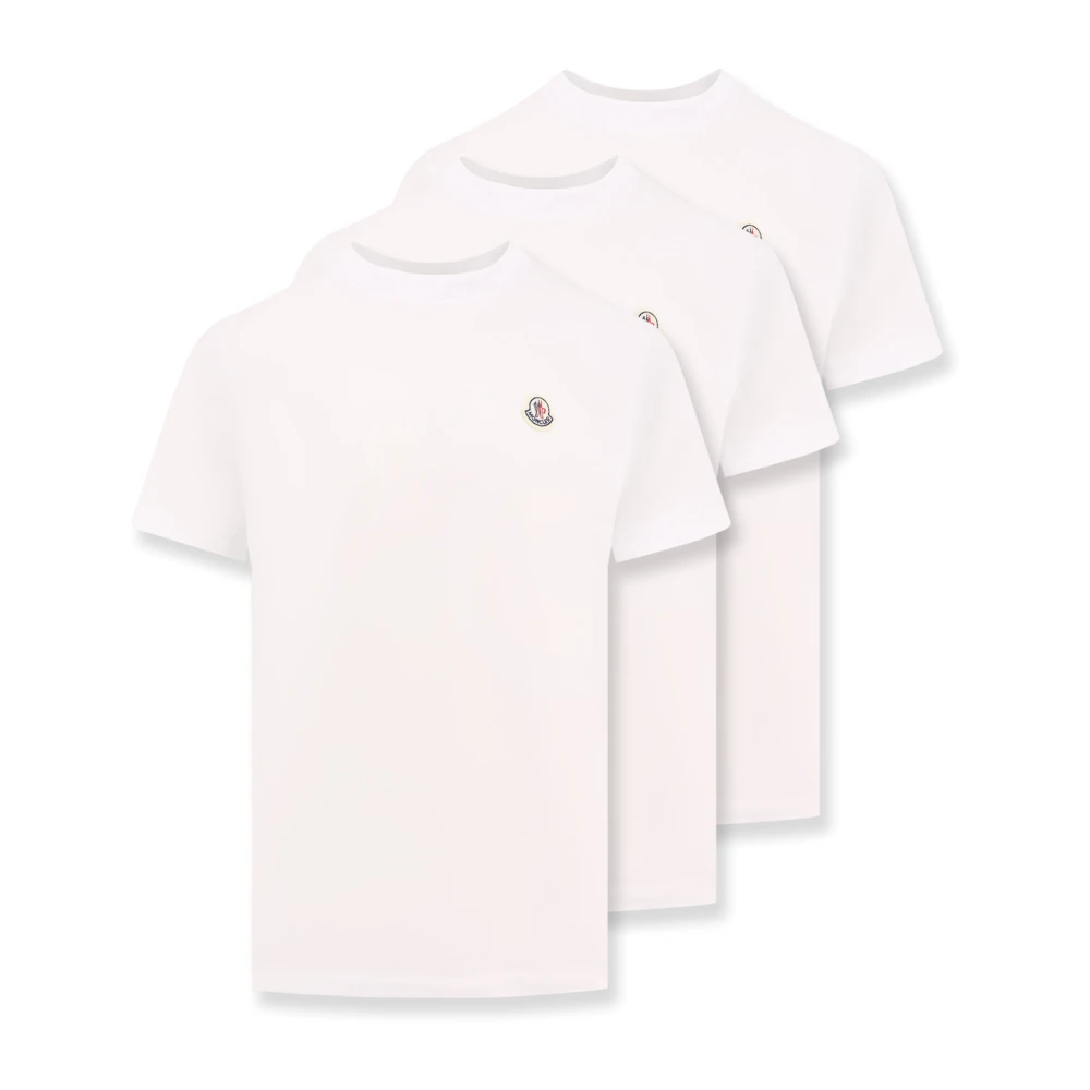 Moncler Biologisch Katoenen Logo Patch T-shirt White Heren