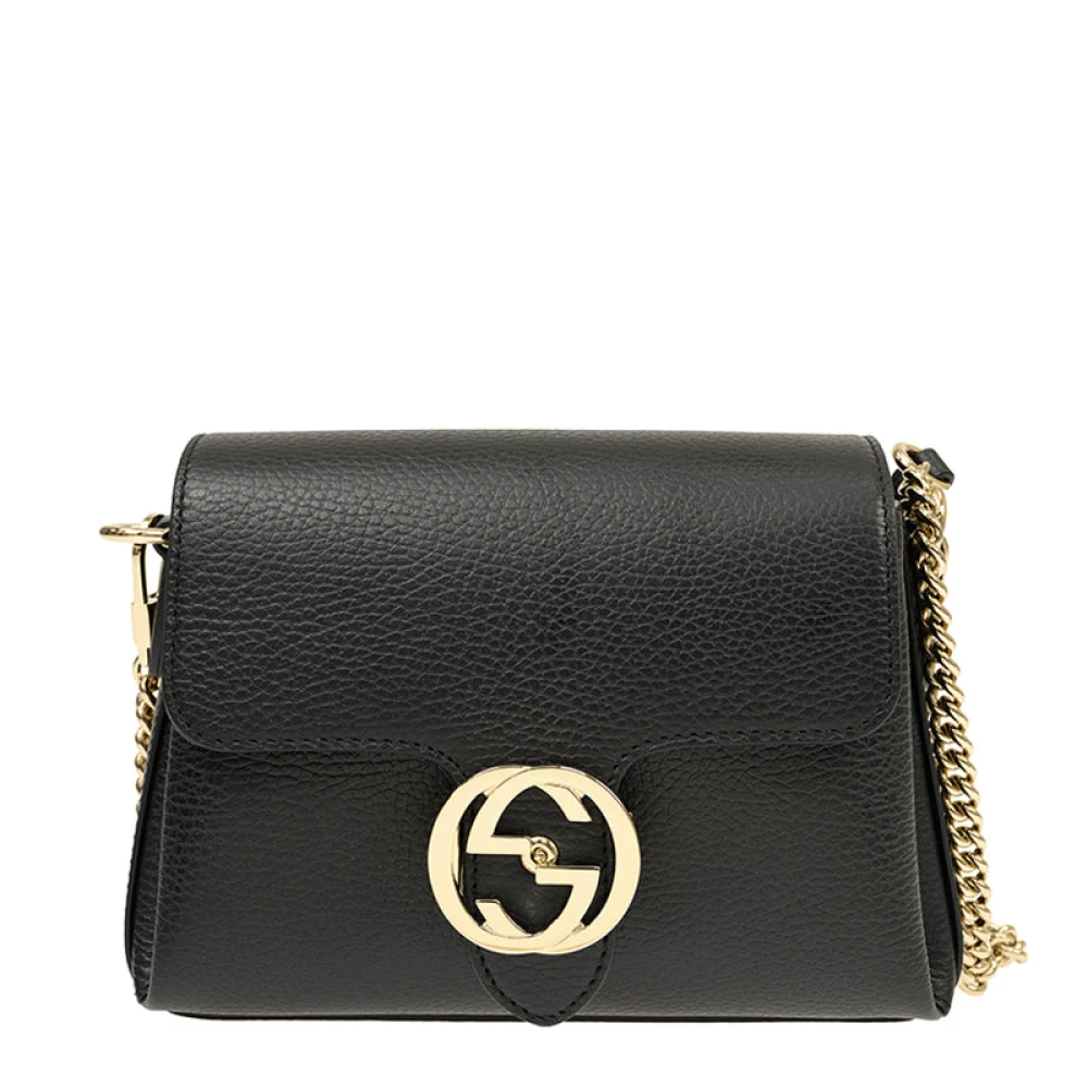 Gucci Svart handväska för kvinnor Logo Läder Dollar Calf Mod. 607720 Cao0G 1000 Black, Dam