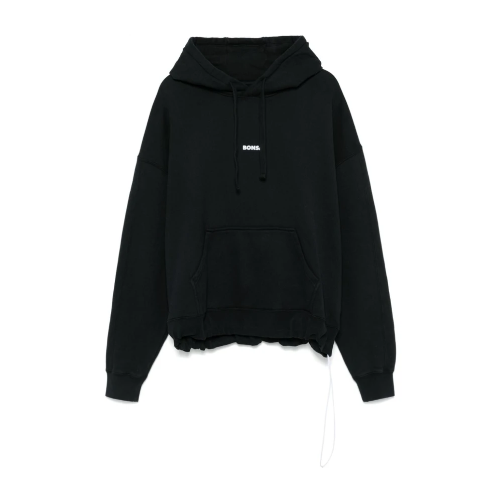 Bonsai Zwarte Logo Print Hoodie Sweater Black Heren