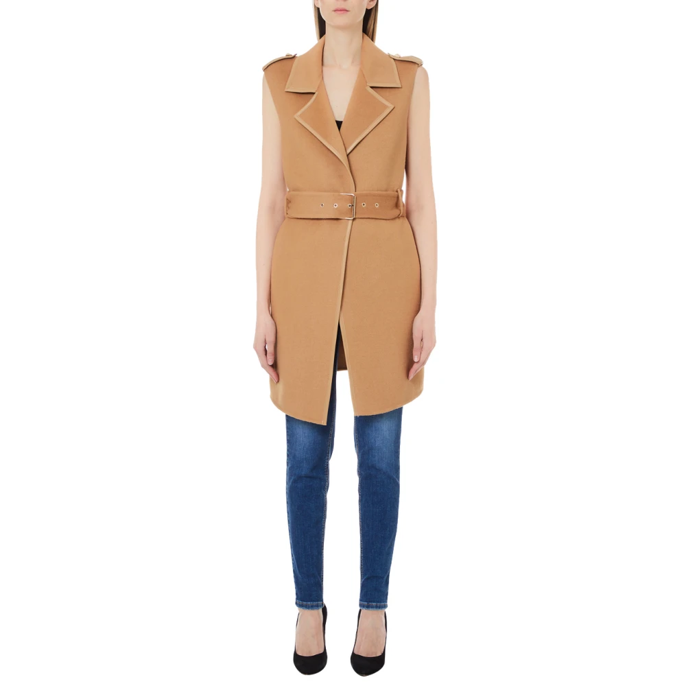 Liu Jo Beige Lang Vest met Riem Brown Dames