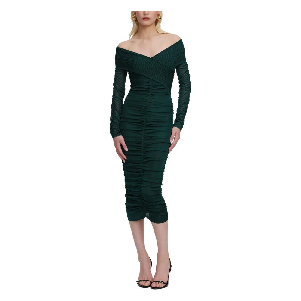 Self Portrait Women's Green Rs26 Viscose Knit Midi Dress - Midi Dresses - Xs - Dresses