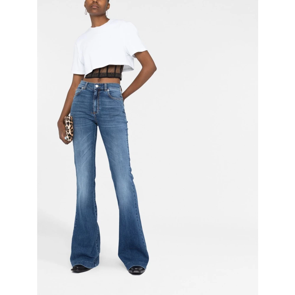 alexander mcqueen Blauwe Distressed Flared Jeans Blue Dames