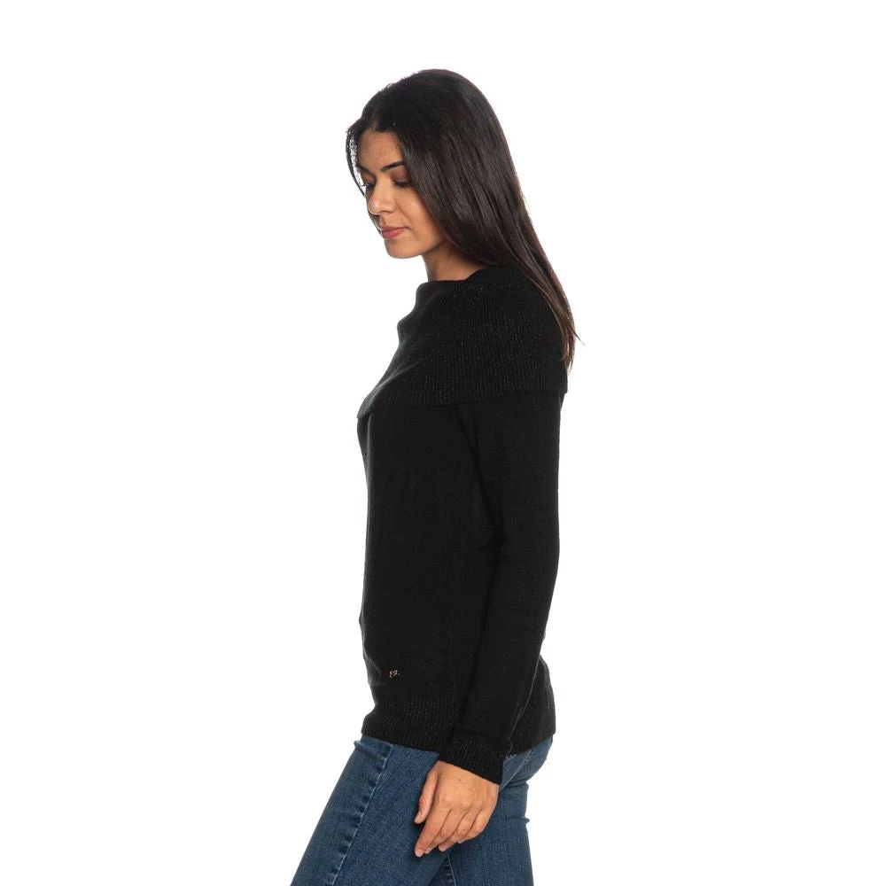 YES ZEE Zwarte viscose trui met lurex kraag Black Dames