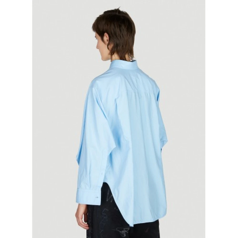 Balenciaga Lichtblauw Katoenen Overhemd met Klassieke Kraag Blue Dames
