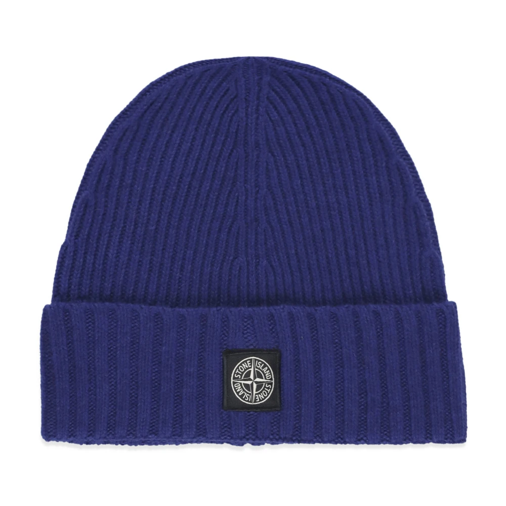 Stone Island Blå Ullblandad Beanie Mössa Blue, Pojke