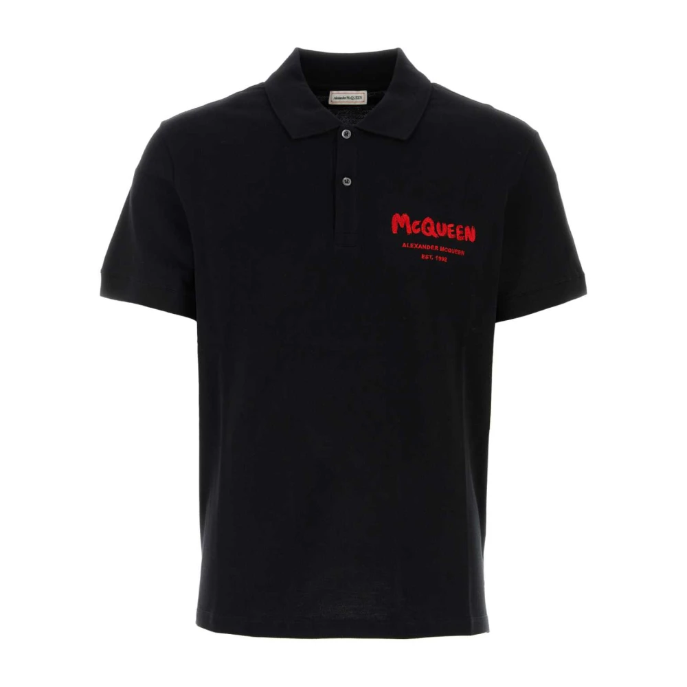 Alexander mcqueen Zwarte Piquet Polo Shirt Black Heren