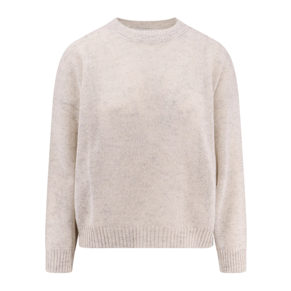 BRUNELLO CUCINELLI Lurex Effect Crew-neck Sweater Beige Dames