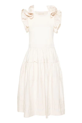 Beige Midi Klänning Avslappnad Stil