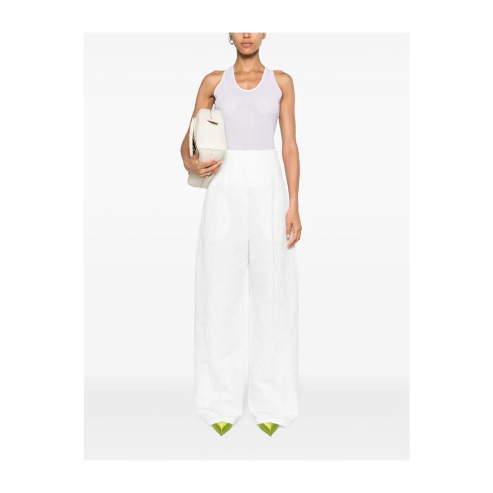 SPORTMAX Witte Modieuze Broek met Strass Detail White Dames