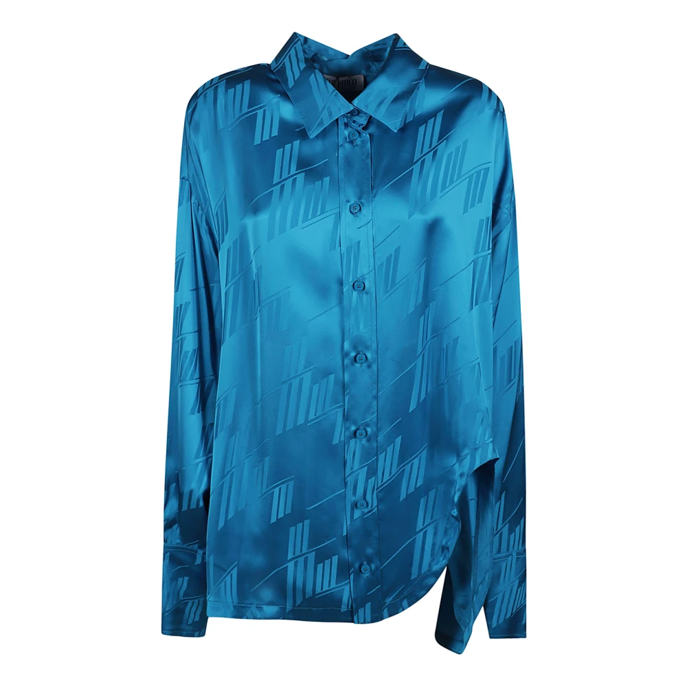The Attico Blauwe 'Diana' Oversized Viscose Shirt Blue Dames