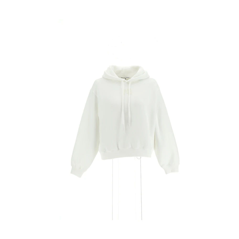 T by Alexander Wang Terry Hoodie-Puff Pain White Dames