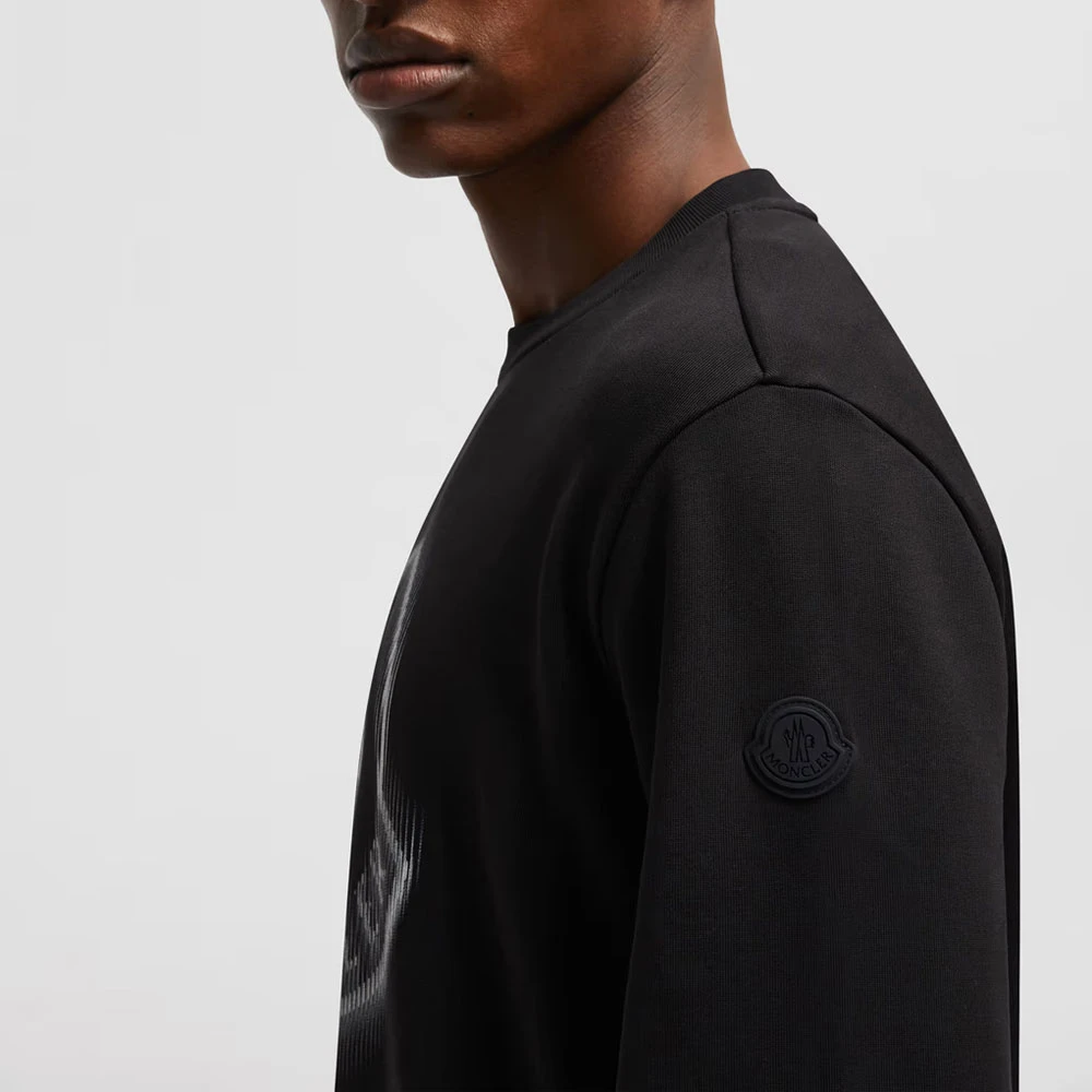 Moncler Vervaagde Logo Sweatshirt Black Heren