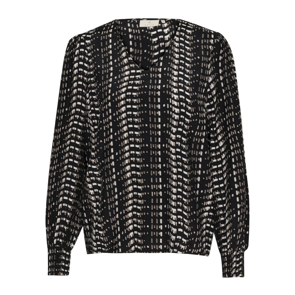Kaffe Grafische Olifant Blouse in Zwart Wit Black Dames