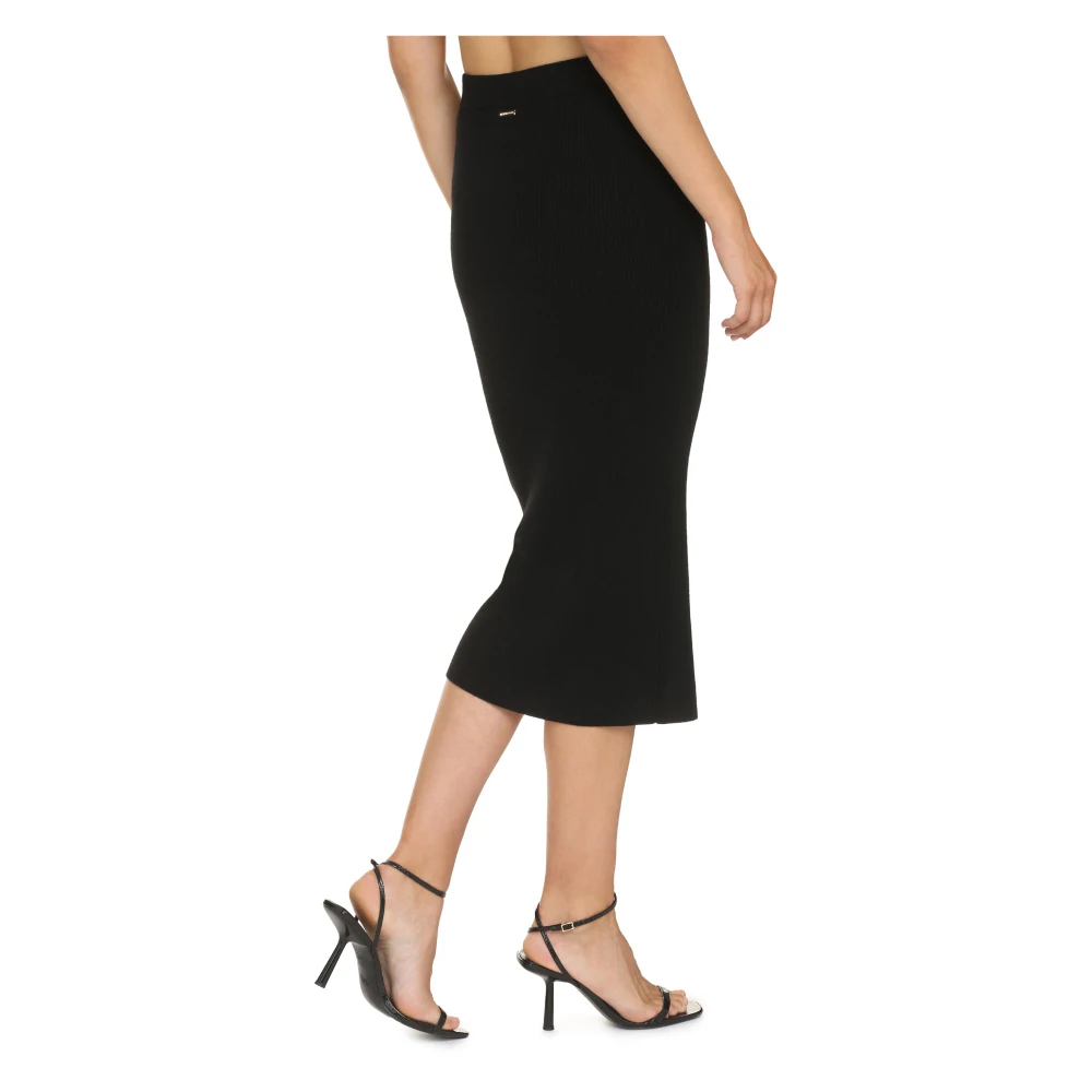 Michael Kors Geribbelde gebreide rok met elastische tailleband Black Dames