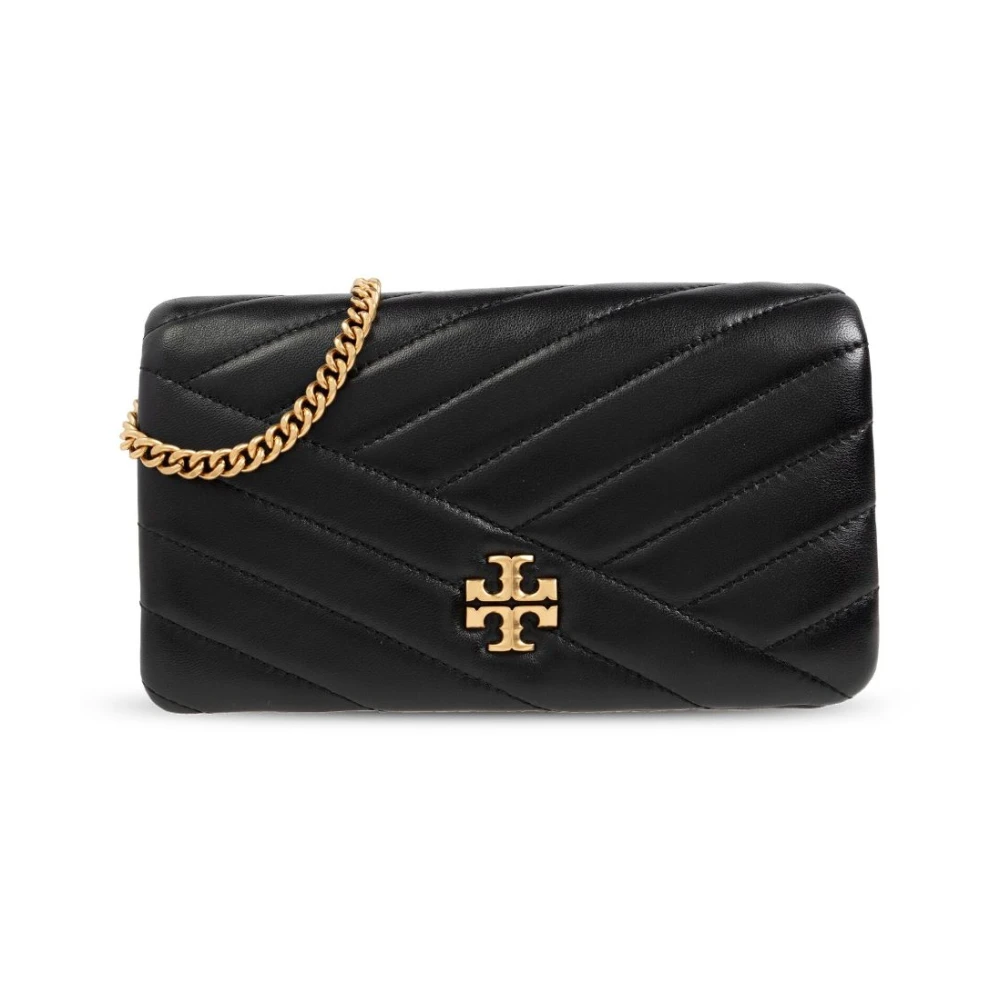 Tory Burch Chevron-quiltad plånbok med kedja Black, Dam