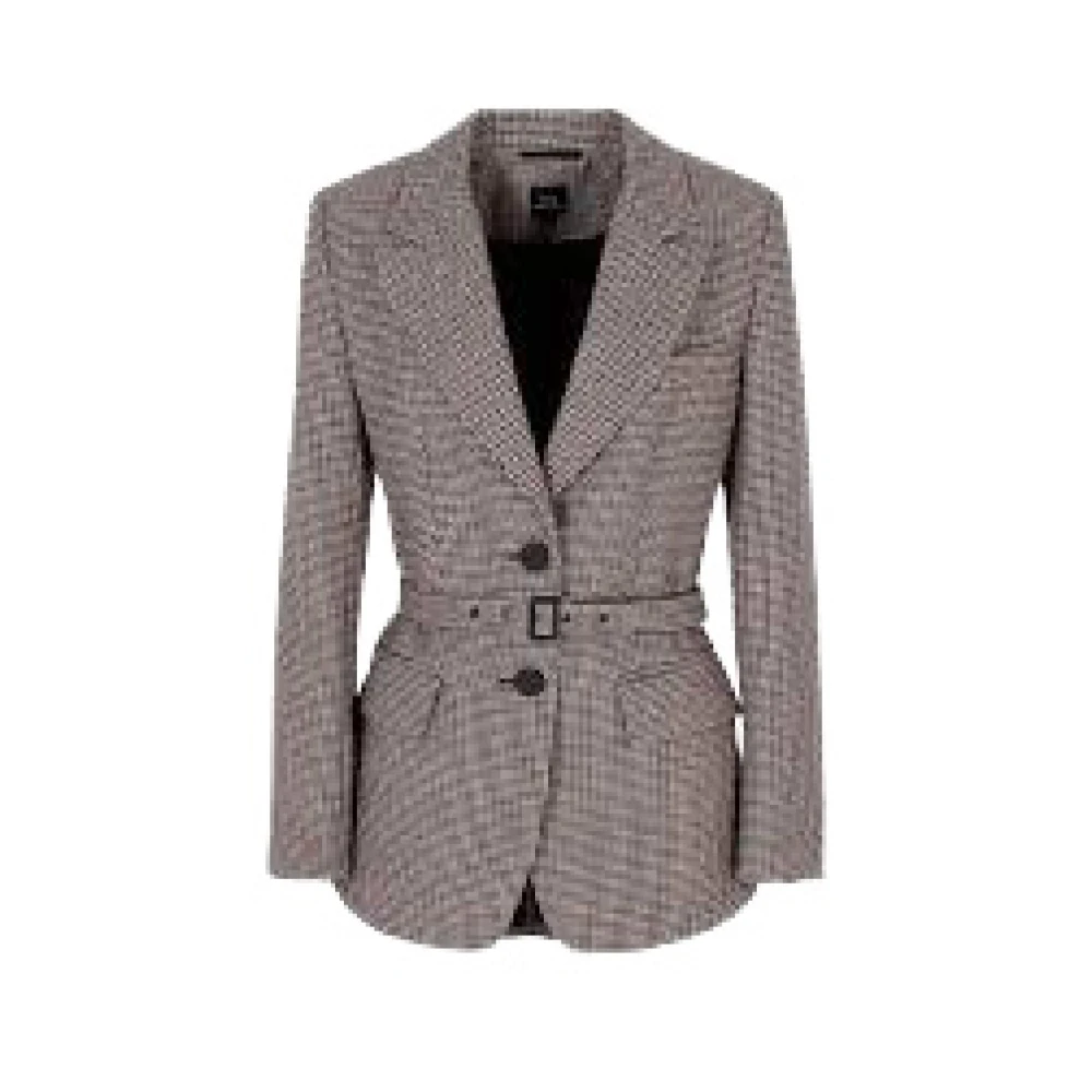 Armani Exchange Gray Jacket In Houndstooth Fabrics With Belt - Female - Blazers - 2XS - Jackets