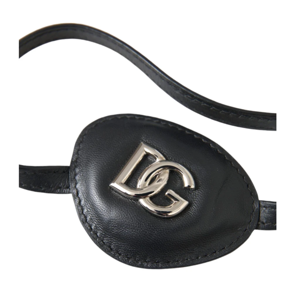 Dolce & Gabbana Metalen Logo Leren Ooglapje Black Dames