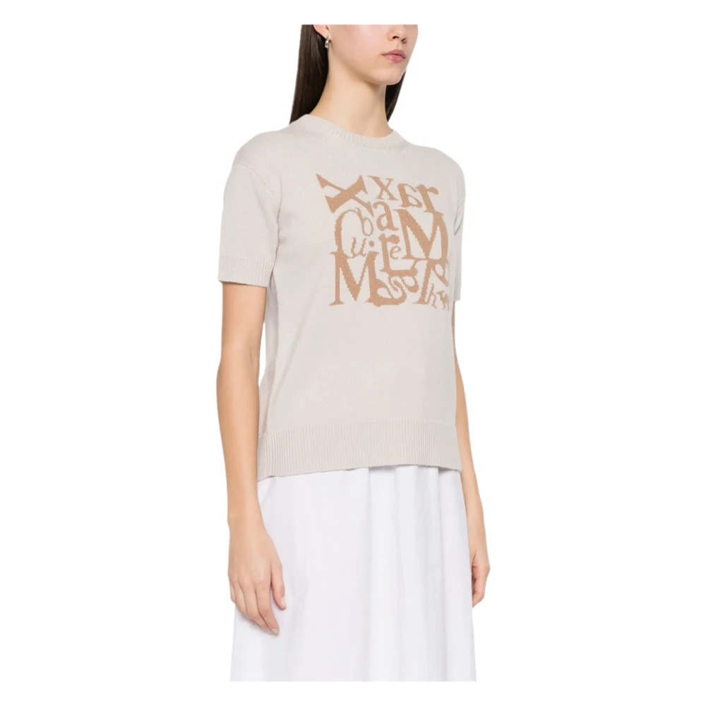 Max Mara Felicia Top met Logo Gebreid Detail Gray Dames