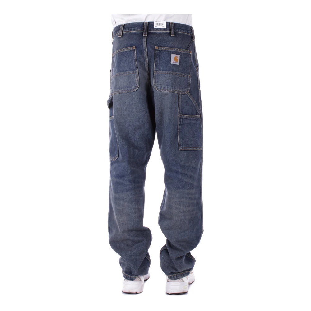 Carhartt WIP Logo Jeans met knoopsluiting Blue Heren