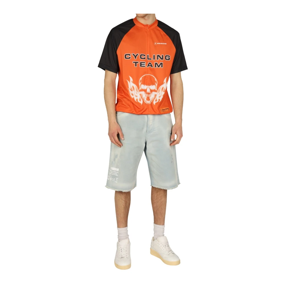 Heron Preston Denim Shorts met Franje Afwerking Blue Heren