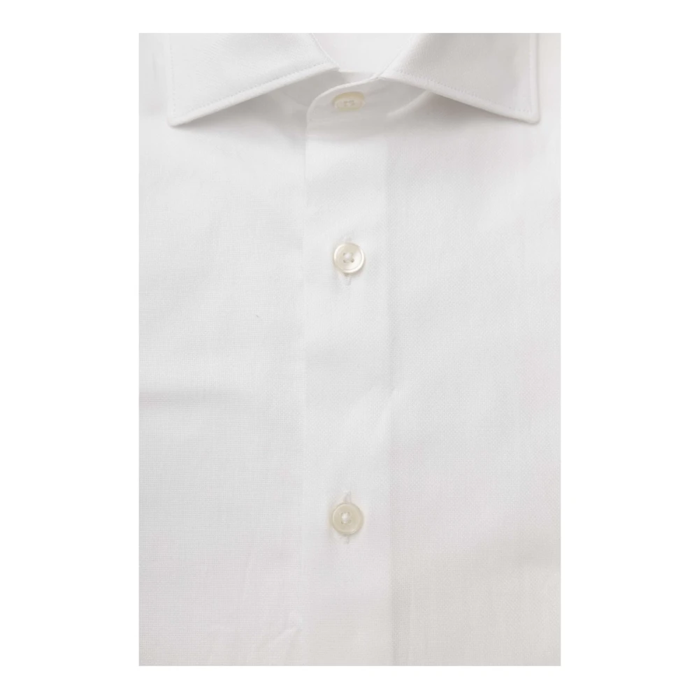 Bagutta Heren Katoenen Overhemd Effen Kleur White Heren