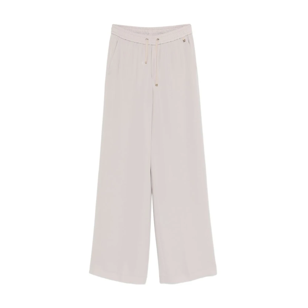 Herno Women's White Wide Trousers, S, Drawstring Trousers