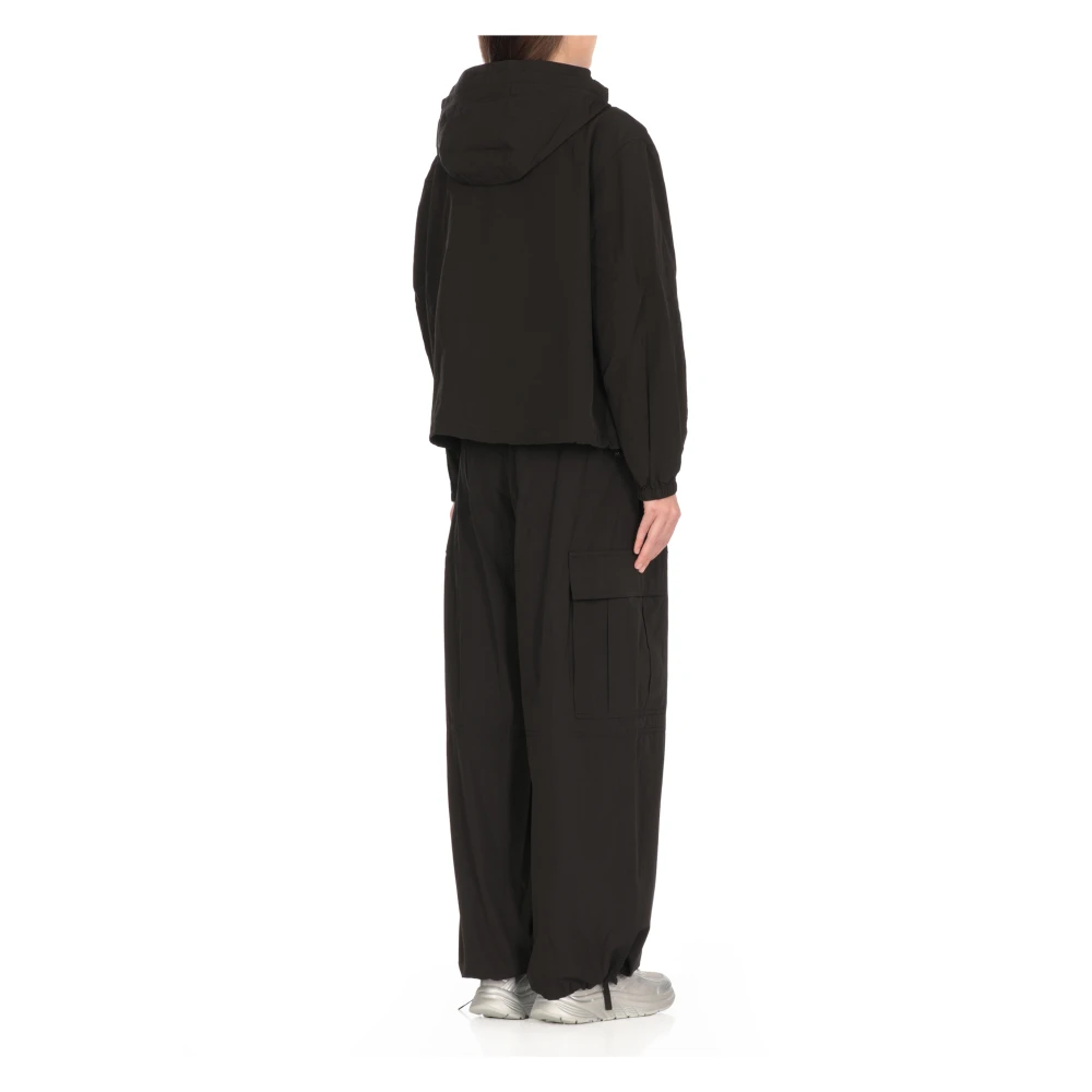 Kenzo Zwarte Waterdichte Stofjas met Capuchon Black Dames
