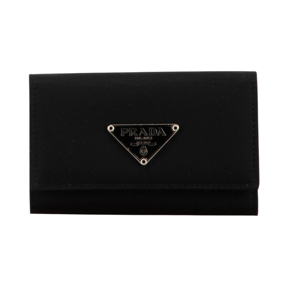 Prada Vintage Women's Black Pre-Owned Tessuto Key Holder
