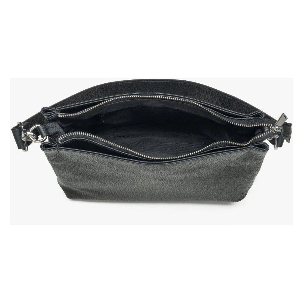 Estro Zwarte crossbodytas voor dames gemaakt van premium Italiaans leer Black Dames