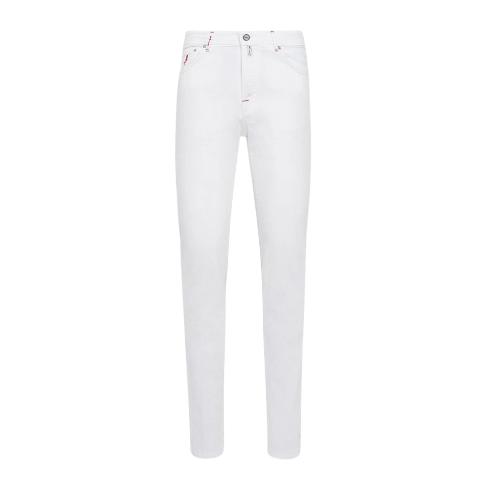 Kiton Witte Slim Fit Katoenen Jeans White Heren