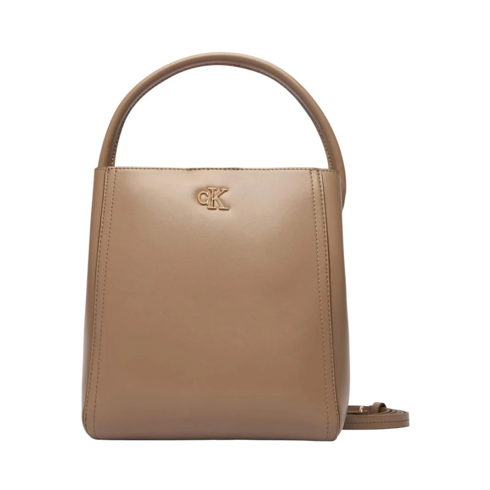 Calvin Klein Women's Brown Handbag With Shoulder Strap And Inside Pocket