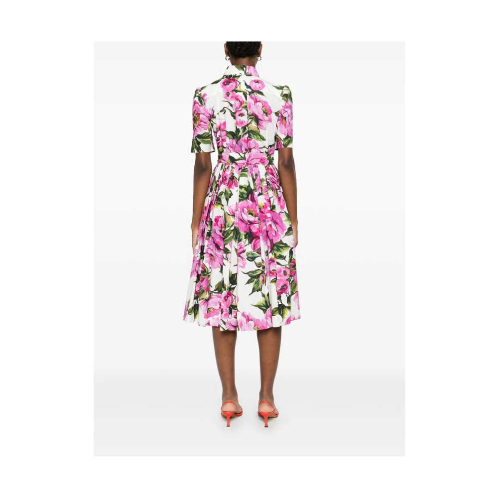 Dolce & Gabbana Ultra Roze Jurk met knoopsluiting Multicolor Dames