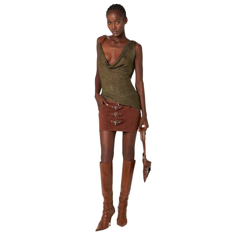 Blumarine Vintage-geïnspireerde Multi Belt Mini Rok Brown Dames