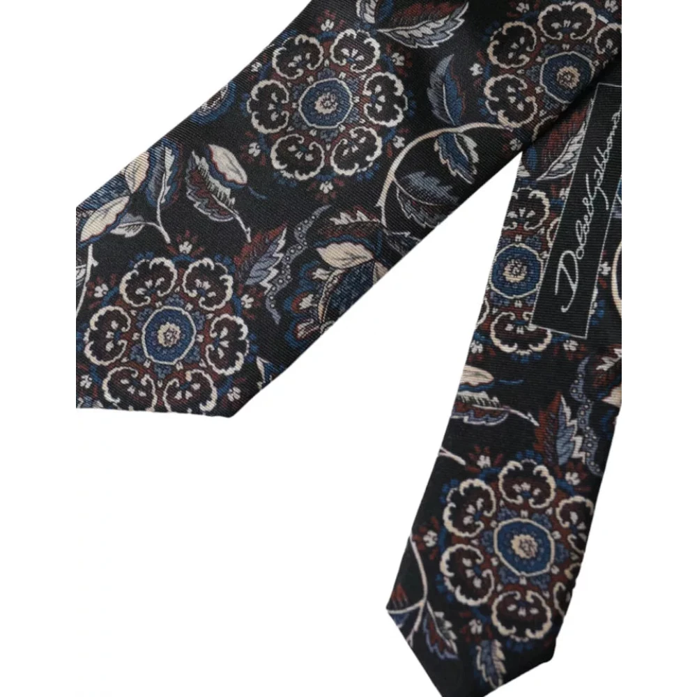 Dolce & Gabbana Zwarte zijden stropdas met bloemenpatroon Multicolor Heren