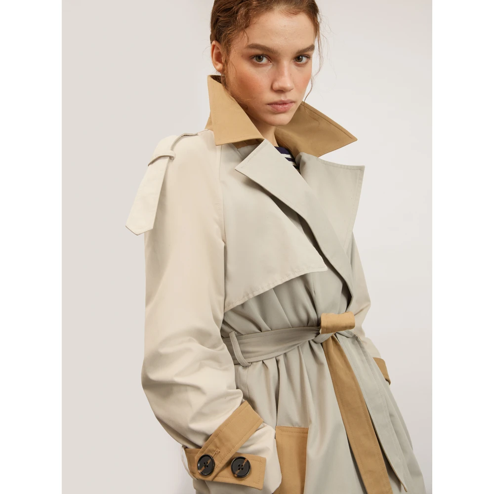 Motivi Lange dubbelrijige trenchcoat Gray Dames