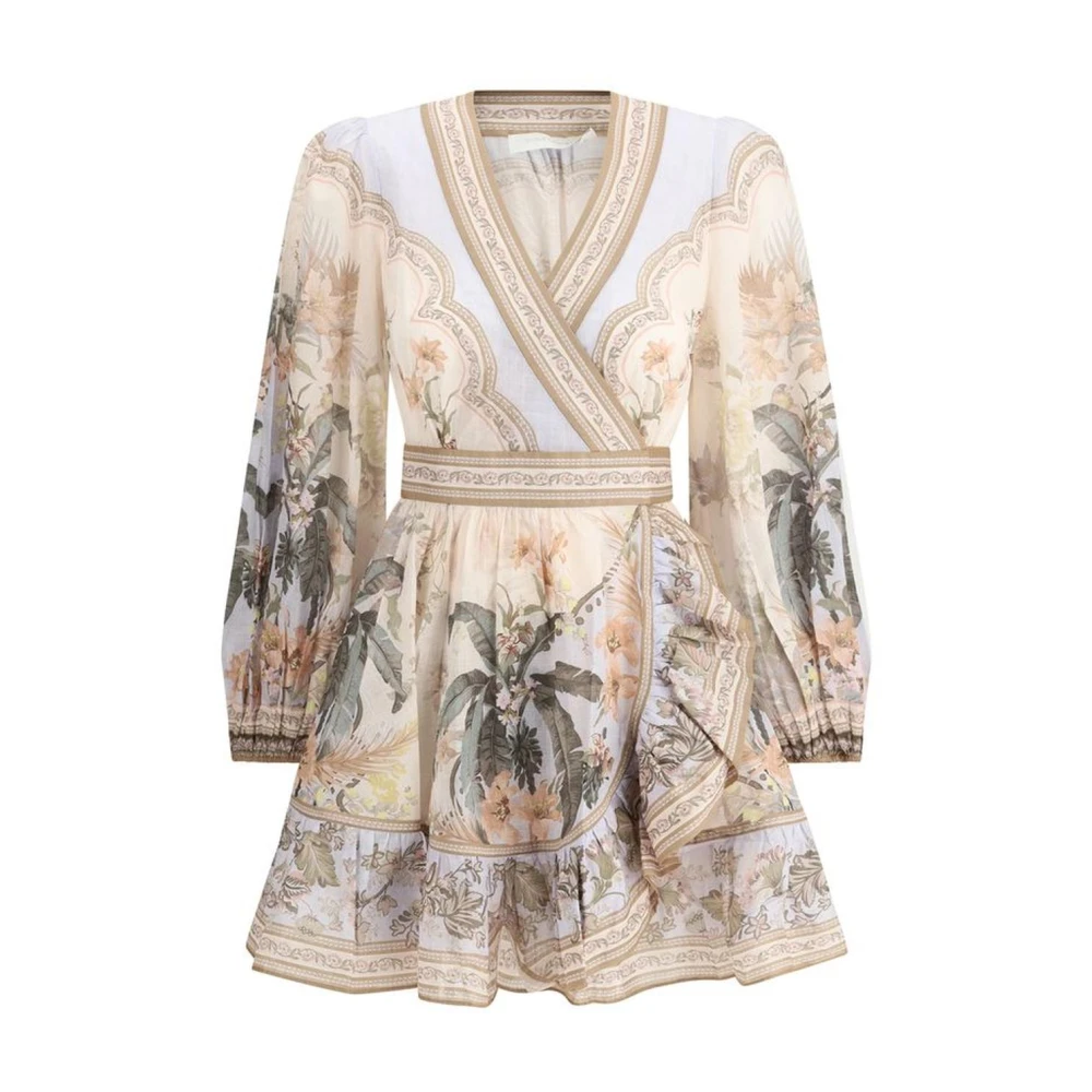 Zimmermann Bloemen Wrap Mini Jurk met Pofzoom Multicolor Dames