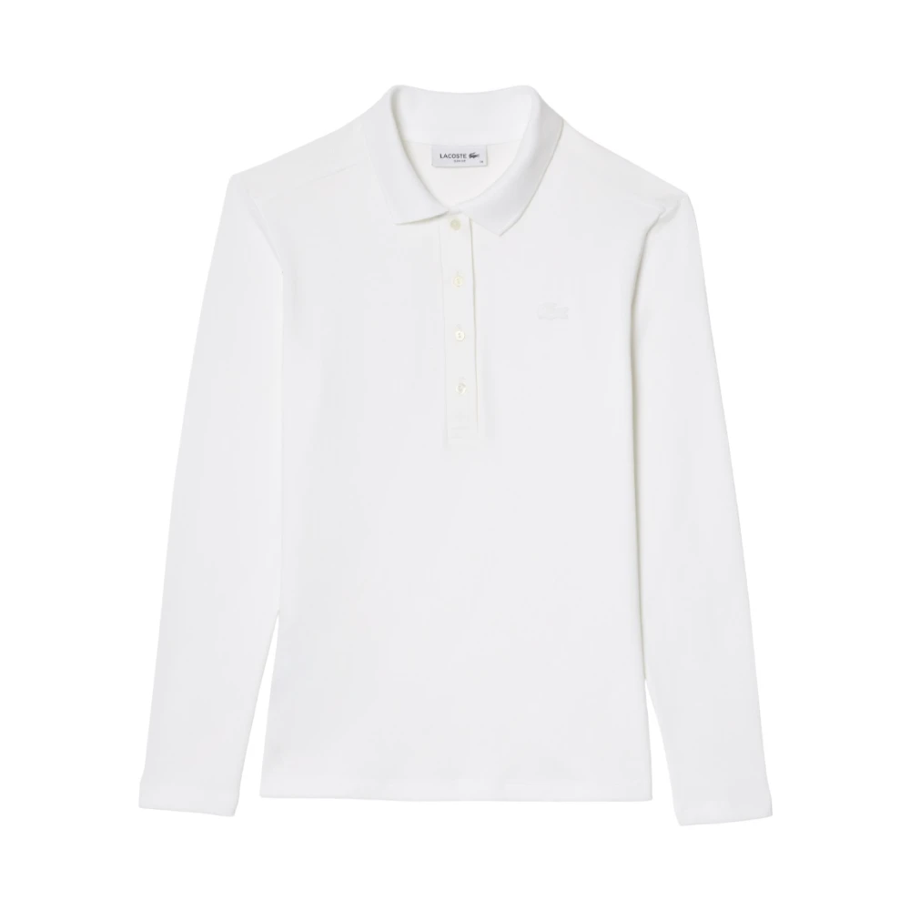 Lacoste Kvinno Vit Toppar Dam, Xs, Bomull, Slim Fit L.12.d Stretch Mini Piqué Pikétröja