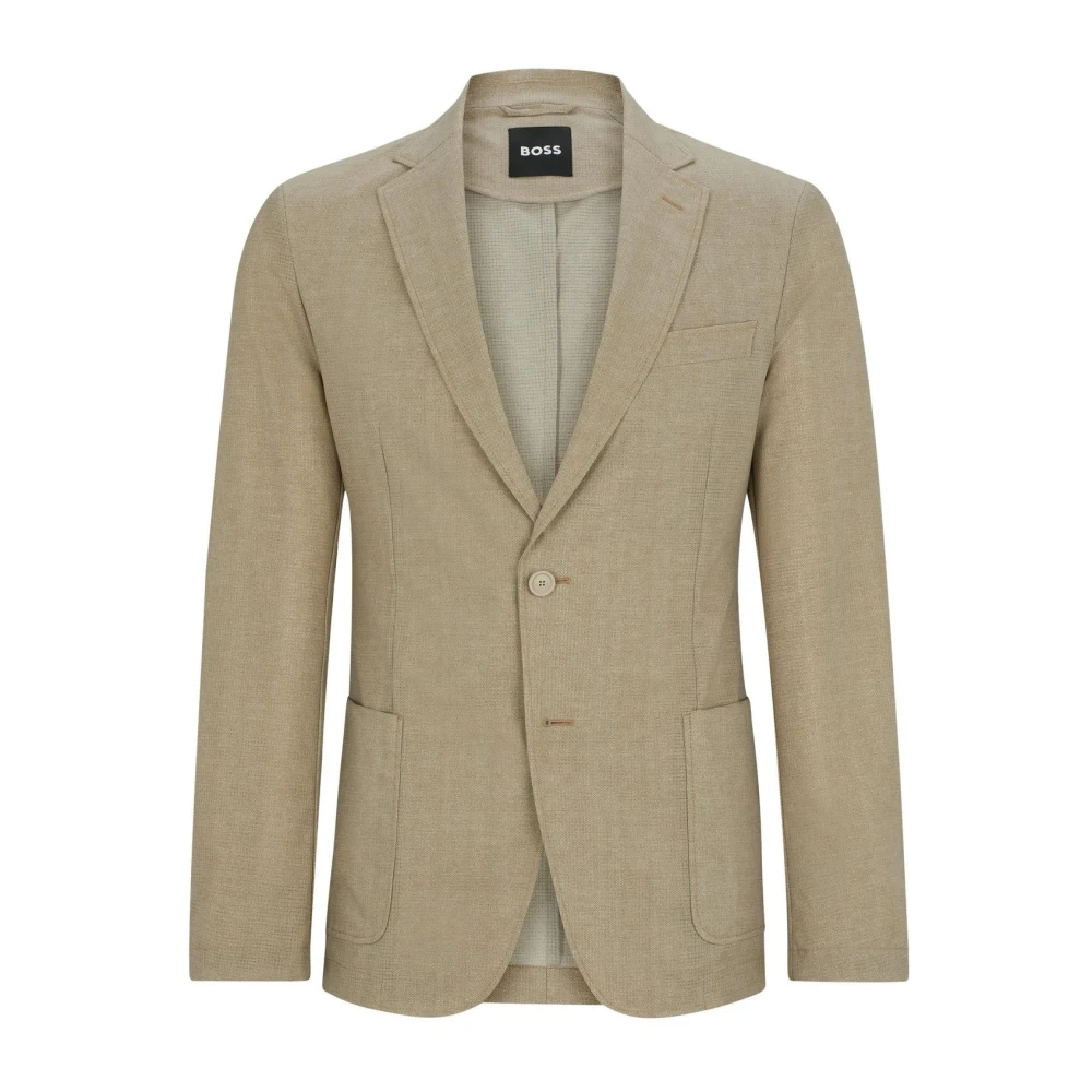 Hugo Boss Beige Ongevoerd Single-Breasted Jas Beige Heren