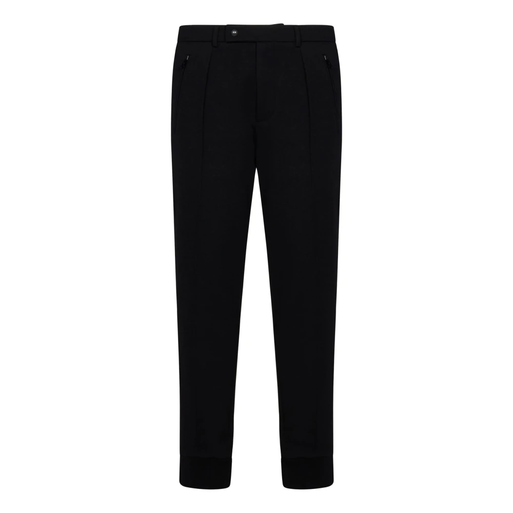 Ralph Lauren Men's Black Chinos, L, Wool Blend Trousers With Ribbed Legs