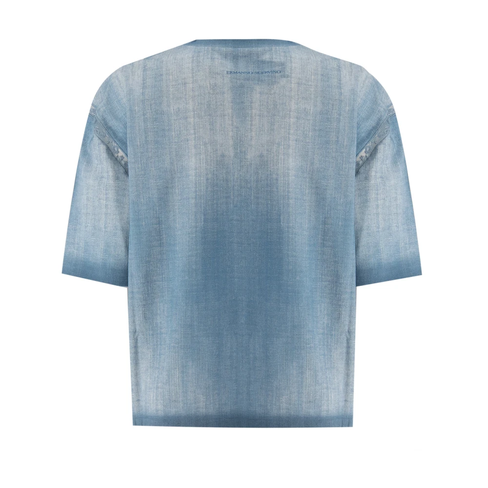 Ermanno Scervino Vintage Denim Wash T-shirt Blue Dames