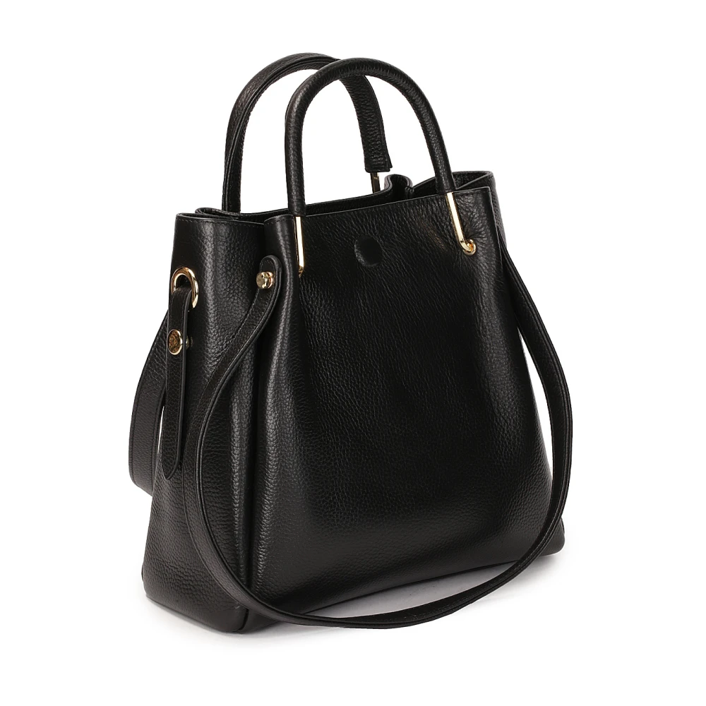 Kazar Leren handtas met metalen handvatten Black Dames
