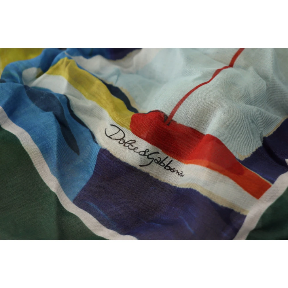 Dolce & Gabbana Luxe Sorrento Logo Zijden Sjaal Multicolor Dames